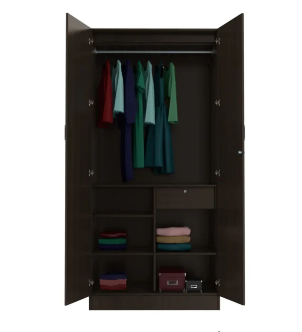 LivWoods | Modern Genesys Elegance 2 Door Wardrobe in Wenge Finish - Image 3